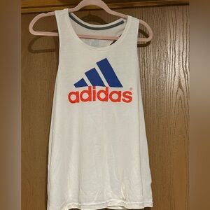 Adidas Cream Ultimate Tee with Orange and Purple Print